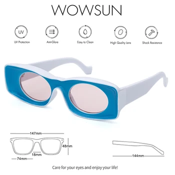 WOWSUN Retro Gros Cadru Supradimensionat ochelari de Soare Patrati Femei Doamnelor Designer de Brand Oglindă Lentile Alb Galben Ochelari de Soare Pentru