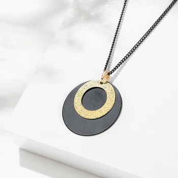 WYBU Aur Negru Colier Multi-strat Pandantiv Colier pentru Femei Lanț de Aur Negru Cravată Geometrice Bijuterii pentru Cadou