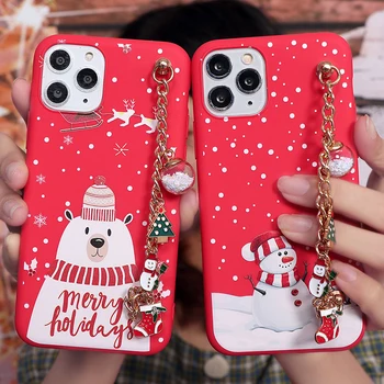 Încheietura mâinii Lanț de Crăciun Caz Pentru Xiaomi Redmi Mi Note CC9E 9T 9 9 8 8T 10 10T 7 6 5 Pro Max 11 Lite Poco X3 F3 M3 9C NFC TPU Capa