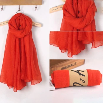 2020 Moda Noua 16 Culori Femei Eșarfă Lungă Folie Esarfe Vintage Lenjerie De Pat Din Bumbac Șal Mare Hijab Elegant Solid Black Red White