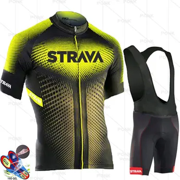 2021 Vara Biciclete Îmbrăcăminte Respirabil Bărbați STRAVA Cycling Jersey Maneci Scurte Tricou Pantaloni Gel Pad Maillot Ropa Cicli