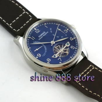 43mm Parnis ceas rezerva de putere cadran albastru data 2505 Automatic Self-Winding Bărbați ceas