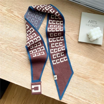 Brand Cașmir Eșarfă pentru Femei Tricotate Cald Cravată Fular la Gât Cravata de Eșapament Doamnelor Skinny Mici Marame Bandană Turban 2021