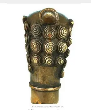 De bronz Alamă Cupru Pur Bunicul Bun Noroc Ming din China Vechi Sculptate de Mână Statueta Colecție de Bronz baston Cap