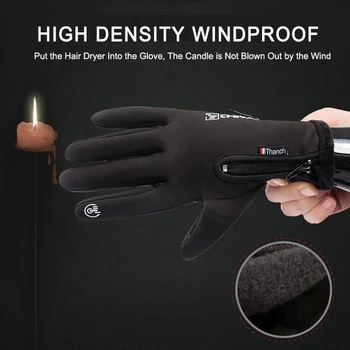 De iarnă pentru Bărbați Mănuși Touch Screen rezistent la apa Vânt Rece Mănuși Plus Catifea Caldă Ciclism de Conducere de Moda Negru cu Fermoar Mănuși
