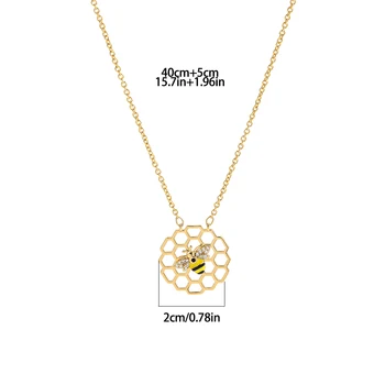 De lux Cristal Zircon Email de Albine Colier Gol Geometrice Fagure de miere Pandantiv Colier pentru Femei Fete Moda Bijuterii
