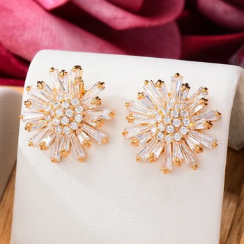 GODKI 18mm Moda Trendy Daisy Floare Cubic Zirconia Nunta EngagementParty Dress up Cercel Moda Bijuterii pentru Femei