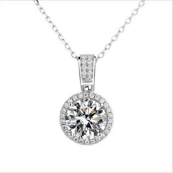 Luomansi 1CT 2CT Real Moissanite Colier Trecut Diamant Test S925 Argint Petrecere de Nunta pentru Femei Bijuterii Fine