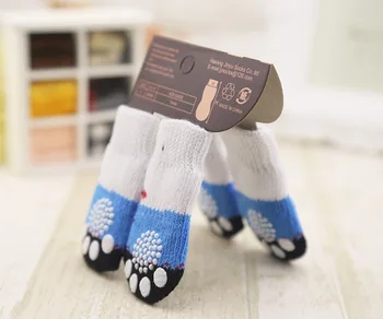 Minunat Nou 4 buc/set Pisică Câine Șosete Pantofi de Interior de Bumbac Moale Cald Antiderapante Drăguț Imprimare Labele Usor de Spalat animale de Companie Câine Mic Șosete