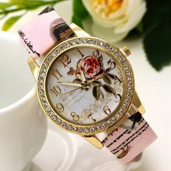 Moda all-meci doamnelor ceas curea stil retro floare dial fete cuarț ceas de moda