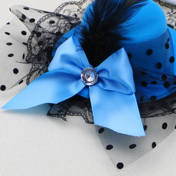 Nou Stil Pentru Femei Papion Agrafe De Par Dantela Pene Mini Top Hat Fantezie Fascinator Petrecere