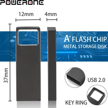 POWERONE Unitate Flash USB la USB2.0 Impermeabil din Metal Disc de Stocare de 8GB 16GB 32GB 64GB Mini Memorie de Date U Pendrive Logo-ul Personalizat
