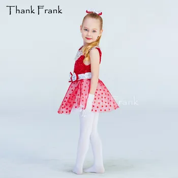 Polka Dot Sequin Balet Tutu Dress Fete Adult Dantelă Gât Arcul De Dans Costum Multumesc Frank C403