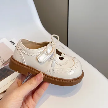 Stil britanic Gol Dantelă Pantofi Fete pentru Copii de Primavara 2022 Nou Copil Pantofi cu Talpă Moale Pantofi de Piele pentru Copii