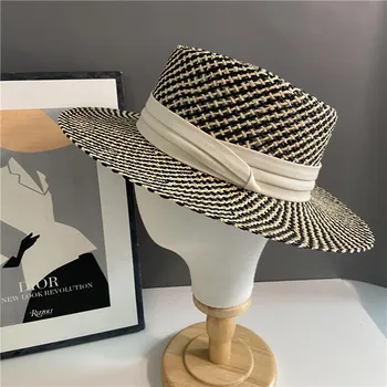 Vacanta Pălărie Pălărie de Vară pentru Femei Barbati Panama Pălării de Paie de Călătorie Plaja Palarie de Soare Margine Largă în alb și negru Jazz Sapca Protectie UV